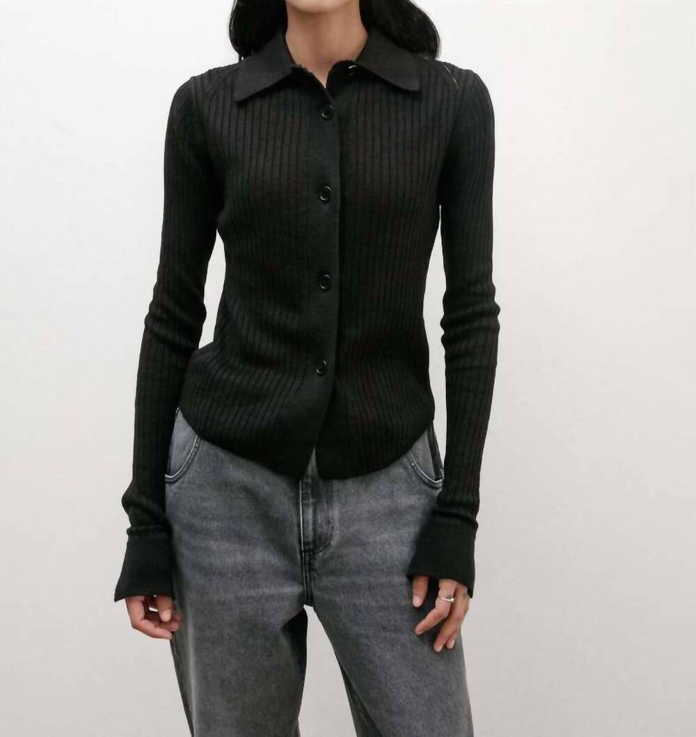 NEW MFPEN knitted rib shirt in washed graphite